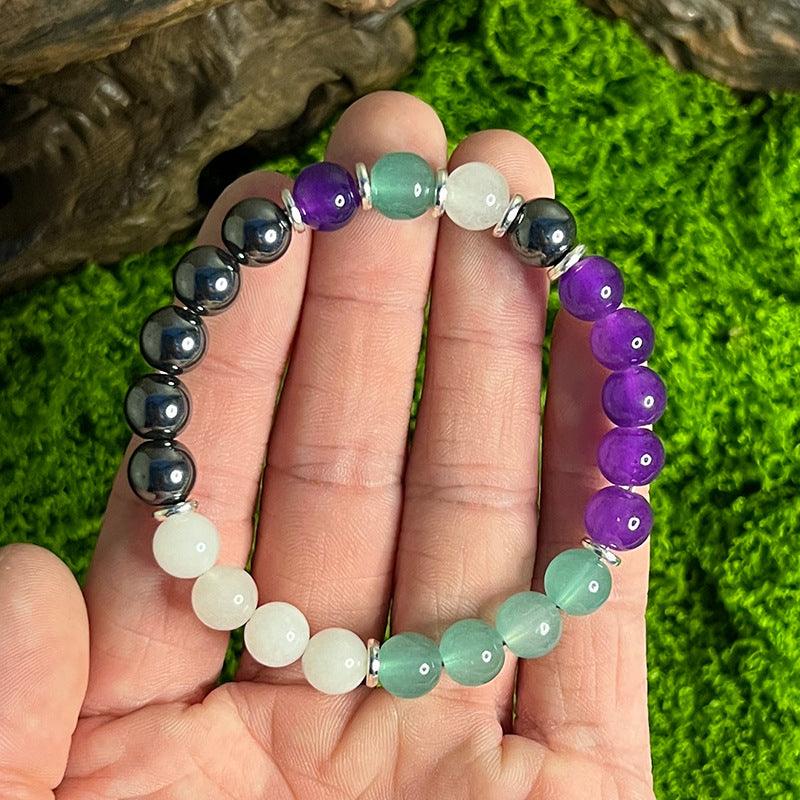  Memory enhancing bracelet, Handmade Feng Shui Wealth Lucky Charm Spiritual Energy Crystal Protection Amulet Good Fortune Bead amethyst black gallstone white jade. -- With healing function. - Oriental Culture Shop