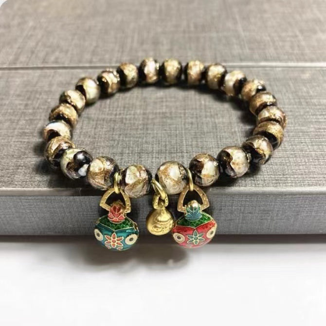 Ancient incense grey glass bracelet, enamel craft. -- Feng Shui attracts wealth and guarantees safety. - Oriental Culture Shop