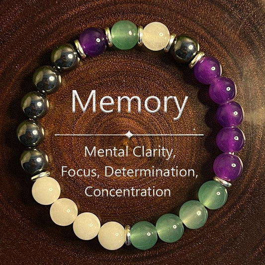 ‌ Memory enhancing bracelet, Handmade Feng Shui Wealth Lucky Charm Spiritual Energy Crystal Protection Amulet Good Fortune Bead amethyst black gallstone white jade. -- With healing function. - Oriental Culture Shop