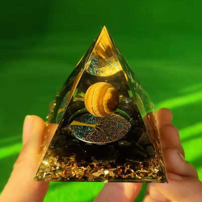 Feng Shui Resin Crystal Ball Gravel Pyramid Lucky Money Tree Desktop Decor for Home - Oriental Culture Shop