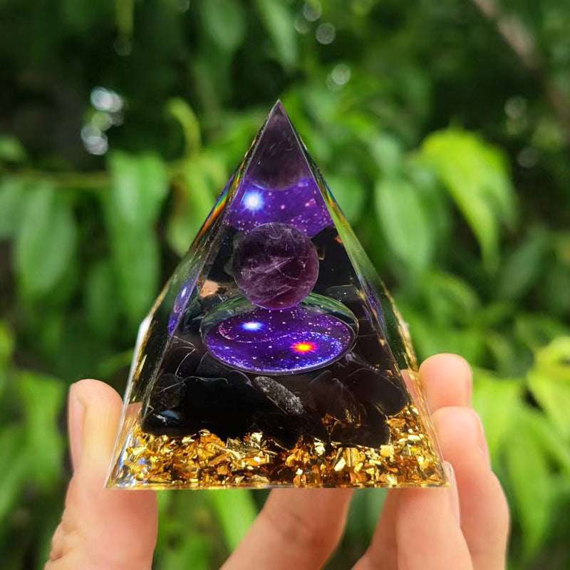 Feng Shui Resin Crystal Ball Gravel Pyramid Lucky Money Tree Desktop Decor for Home - Oriental Culture Shop