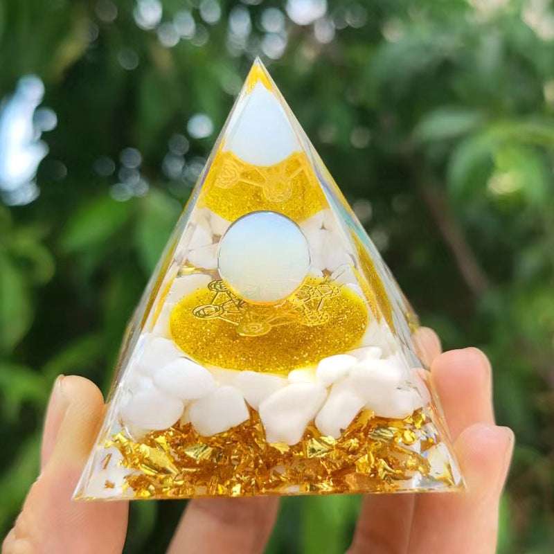 Feng Shui Resin Crystal Ball Gravel Pyramid Lucky Money Tree Desktop Decor for Home - Oriental Culture Shop