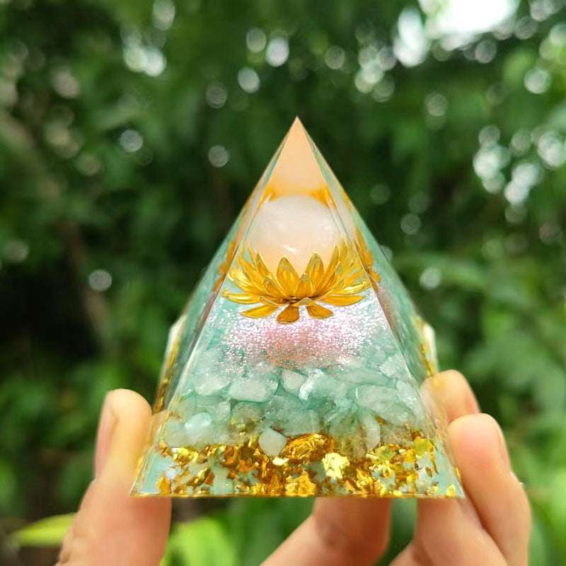 Feng Shui Resin Crystal Ball Gravel Pyramid Lucky Money Tree Desktop Decor for Home - Oriental Culture Shop