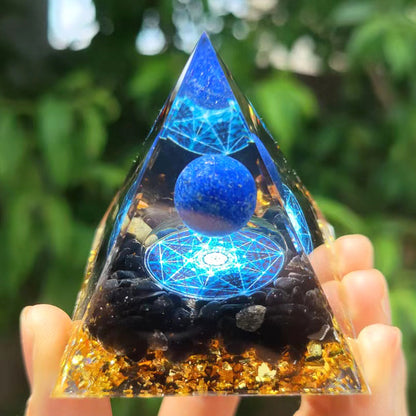 Feng Shui Resin Crystal Ball Gravel Pyramid Lucky Money Tree Desktop Decor for Home