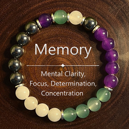 ‌ Memory enhancing bracelet, amethyst black gallstone white jade. -- With healing function. Oriental Culture Shop