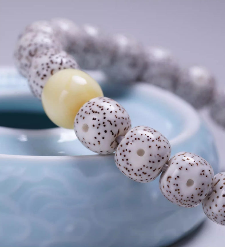 High - Density Hainan Xingyue Bodhi Beads Bracelet - Clear Moon, Sparse Stars, Large Blank Space, Unisex Buddhist Bead Jewelry