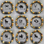 Natural obsidian, fire element, earth element in FengShui, twelve Constellations theme bracelet, Tiger Eye stone, beaded bracelet - Oriental Culture Shop