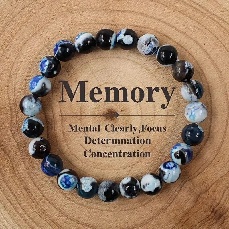 Handmade Bracelet Feng Shui Wealth Lucky Charm Spiritual Energy Crystal Protection Amulet Good Fortune Zodiac Bead , healing function! Feng Shui recommended.blue agate , suitable for earth and metal - Oriental Culture Shop