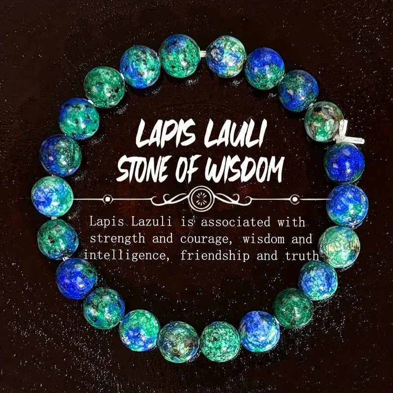 Lapis lazuli bracelet natural stone, symbolizing wisdom and spiritual enlightenment. It also has healing properties. Oriental Culture Shop