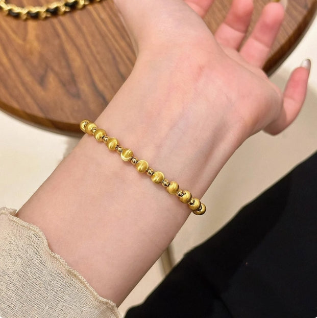 Cat's Eye Gold Adjustable Bracelet - Meaningful Gift for Her with Lucky Clover & Stress-Relief Benefits - Oriental Culture Shop