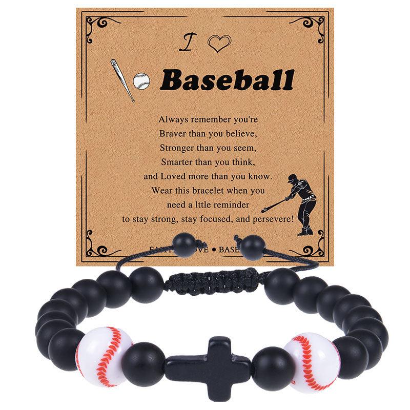 Europe and the United States sports style natural stone basketball bracelet cross woven bracelet football tennis card hand adornment hot sale natural stone bracelet - Oriental Culture Shop