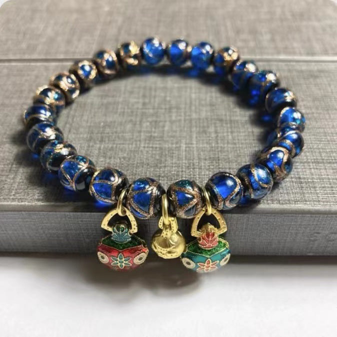 Ancient incense grey glass bracelet, enamel craft. -- Feng Shui attracts wealth and guarantees safety. - Oriental Culture Shop