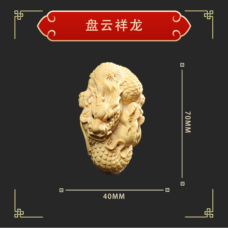 Boxwood carving——The Master gives energy to keep the treasure safe hanging ornaments Oriental Culture Shop