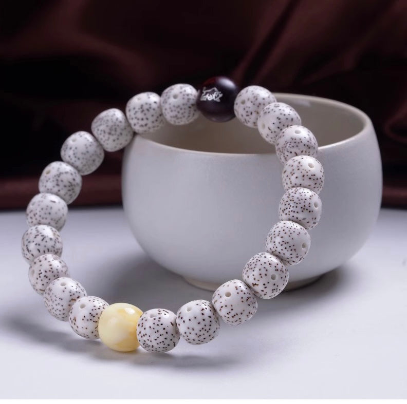 High - Density Hainan Xingyue Bodhi Beads Bracelet - Clear Moon, Sparse Stars, Large Blank Space, Unisex Buddhist Bead Jewelry