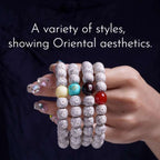 Handmade Bracelet Feng Shui Wealth Lucky Charm Spiritual Energy Crystal Protection Amulet Clear Moon, Sparse Stars, Large Blank Space, Unisex Buddhist Bead Jewelry - Oriental Culture Shop