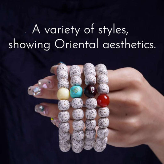 Handmade Bracelet Feng Shui Wealth Lucky Charm Spiritual Energy Crystal Protection Amulet Clear Moon, Sparse Stars, Large Blank Space, Unisex Buddhist Bead Jewelry - Oriental Culture Shop