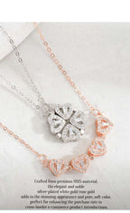 Double-Way Clover & Heart Necklace for girls Women – Convertible Elegance S925 Sterling Silver 🌟 - Oriental Culture Shop