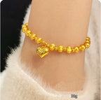 Cat's Eye Gold Adjustable Bracelet - Meaningful Gift for Her with Lucky Clover & Stress-Relief Benefits - Oriental Culture Shop