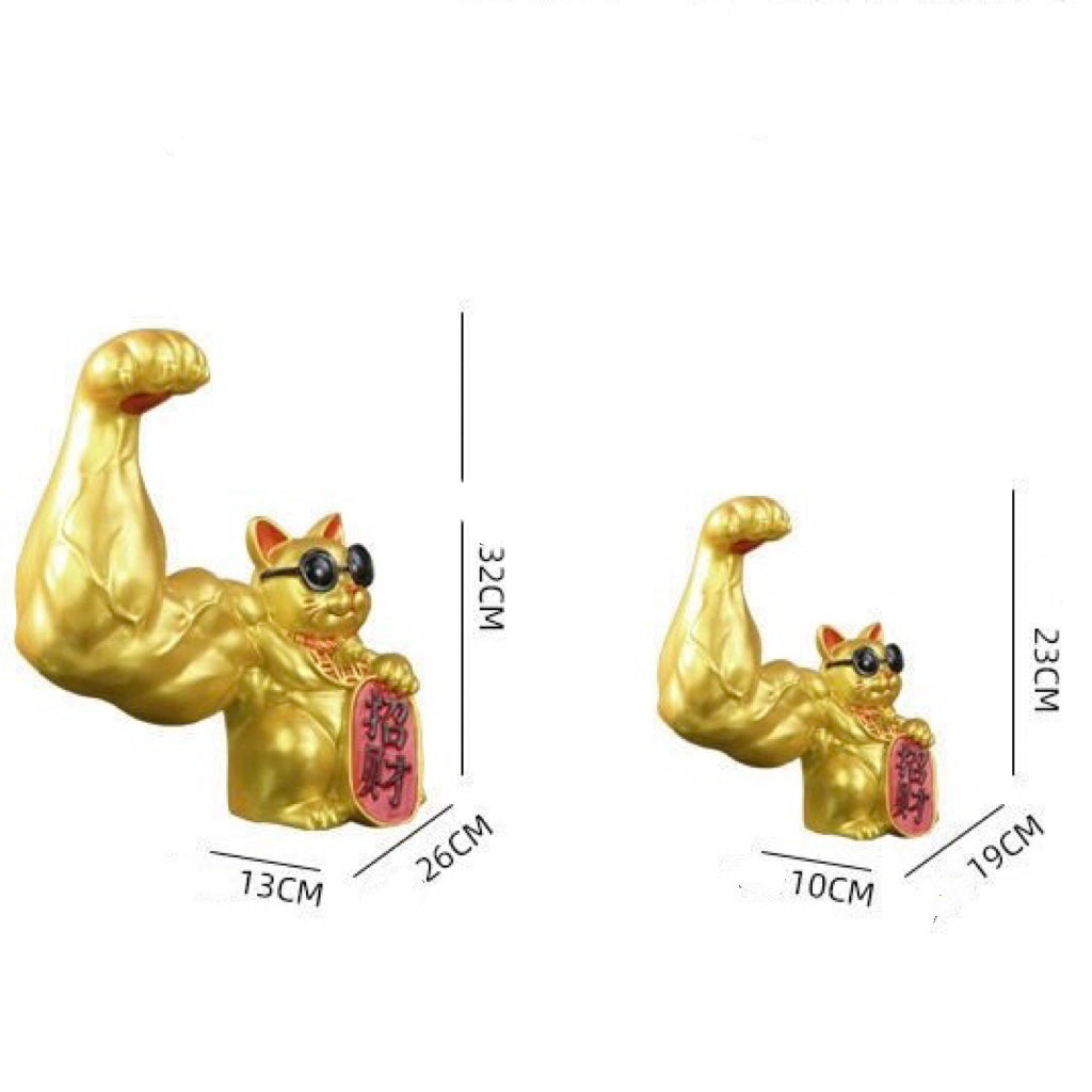 Charmant chat porte-bonheur musclé, ornement pour bureau et autel à la maison