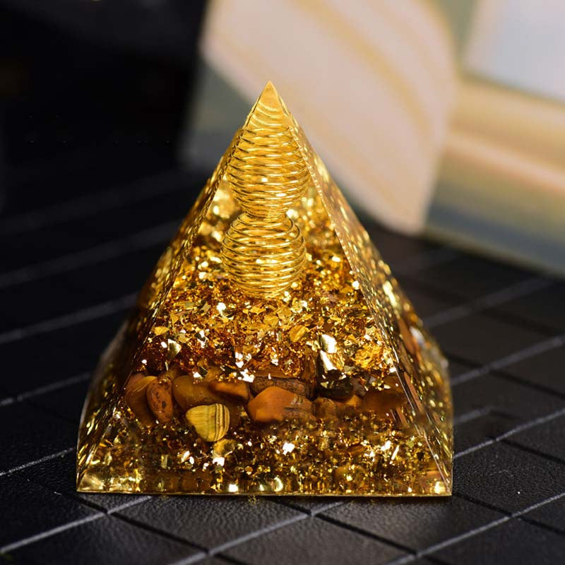 Feng Shui Resin Crystal Ball Gravel Pyramid Lucky Money Tree Desktop Decor for Home