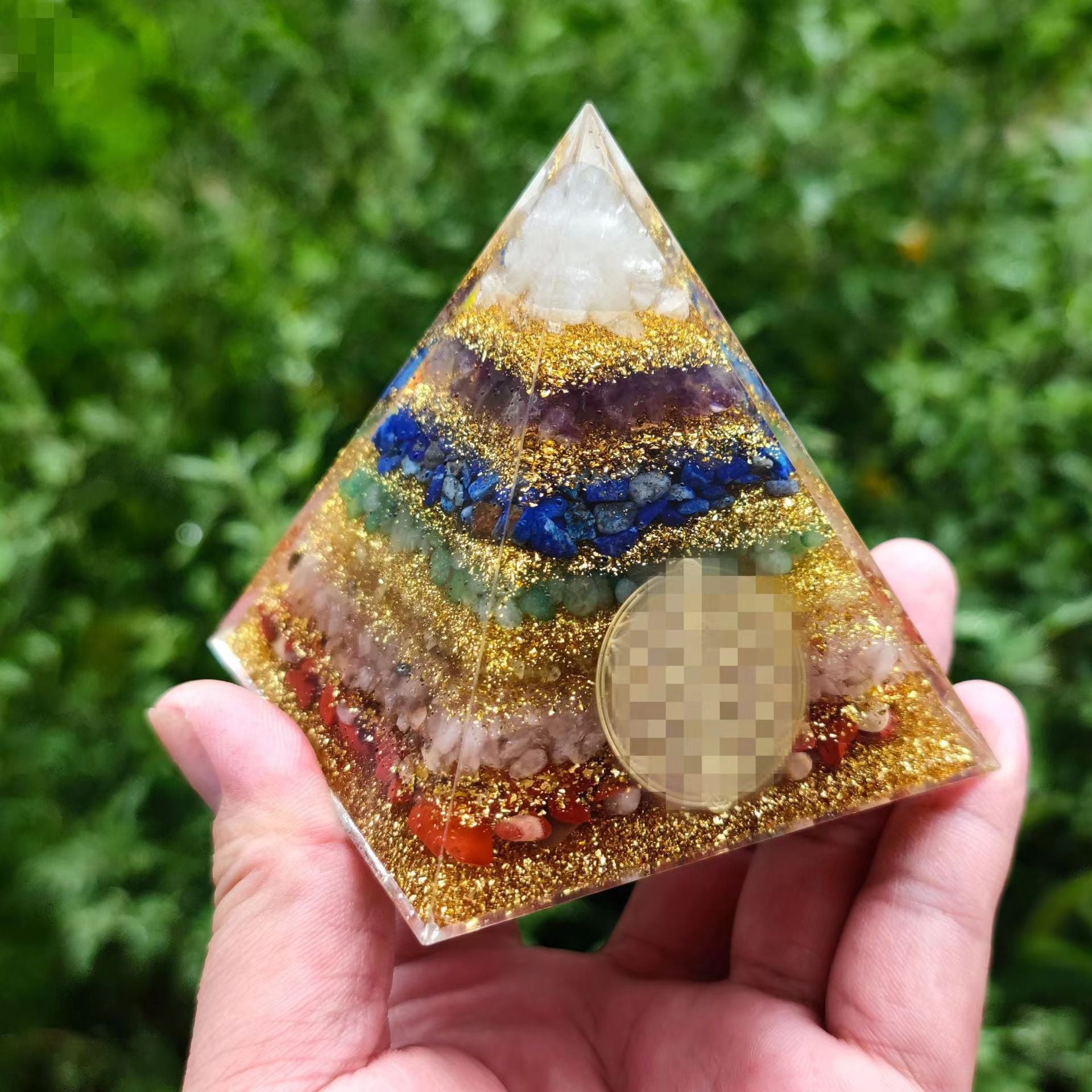 Feng Shui Resin Crystal Ball Gravel Pyramid Lucky Money Tree Desktop Decor for Home - Oriental Culture Shop