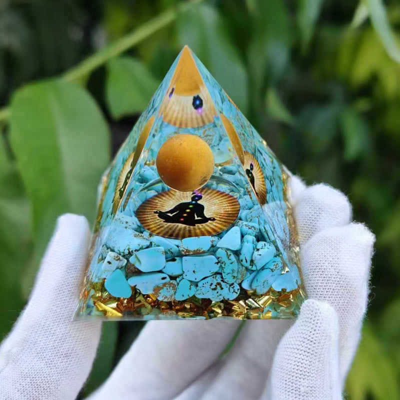Feng Shui Resin Crystal Ball Gravel Pyramid Lucky Money Tree Desktop Decor for Home - Oriental Culture Shop