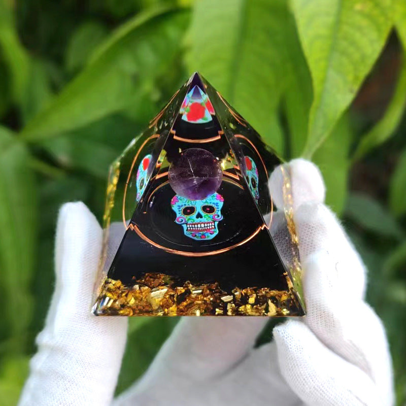 Feng Shui Resin Crystal Ball Gravel Pyramid Lucky Money Tree Desktop Decor for Home - Oriental Culture Shop
