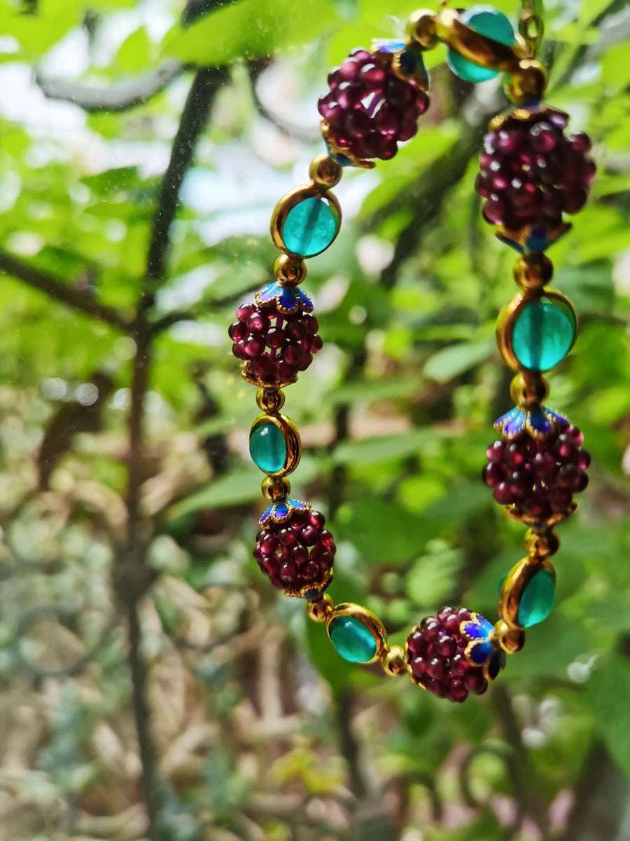 Red Pomegranate - themed Amazonite Bracelet | A Feng Shui - inspired Lucky Amulet with Stunning Beauty!