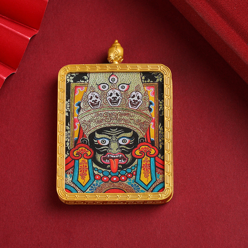 Pendant Zakiram Five Master Green Tara Tibetan Thangka——Patron saint of women's health Oriental Culture Shop