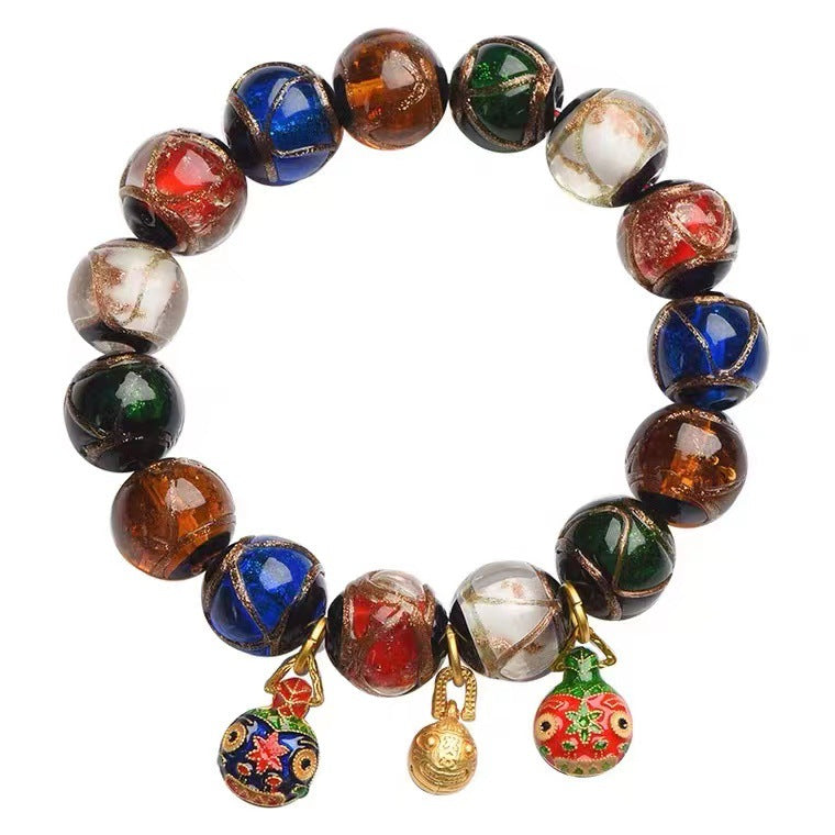 Ancient incense grey glass bracelet, enamel craft. -- Feng Shui attracts wealth and guarantees safety. - Oriental Culture Shop