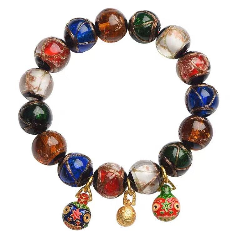 Ancient incense bracelet grey glass, enamel craft. - Feng Shui attracts wealth and guarantees safety. - Oriental Culture Shop