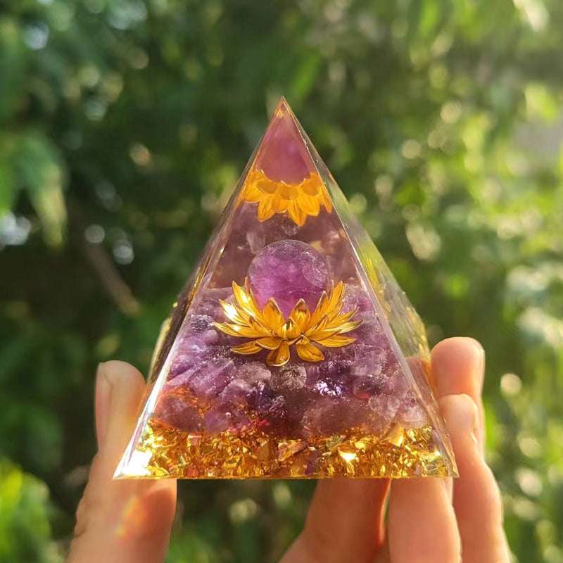 Feng Shui Resin Crystal Ball Gravel Pyramid Lucky Money Tree Desktop Decor for Home - Oriental Culture Shop