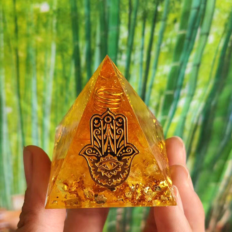 Feng Shui Resin Crystal Ball Gravel Pyramid Lucky Money Tree Desktop Decor for Home - Oriental Culture Shop