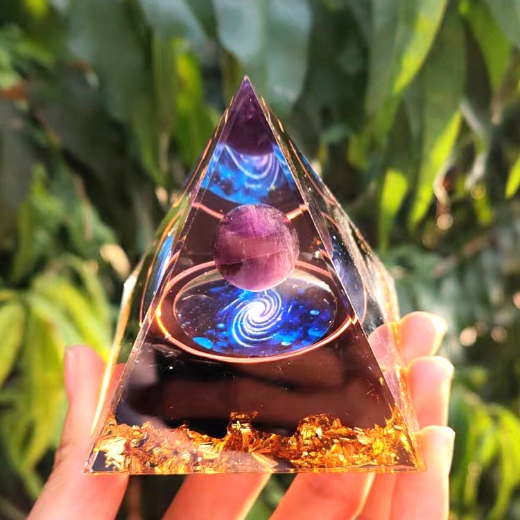 Feng Shui Resin Crystal Ball Gravel Pyramid Lucky Money Tree Desktop Decor for Home - Oriental Culture Shop