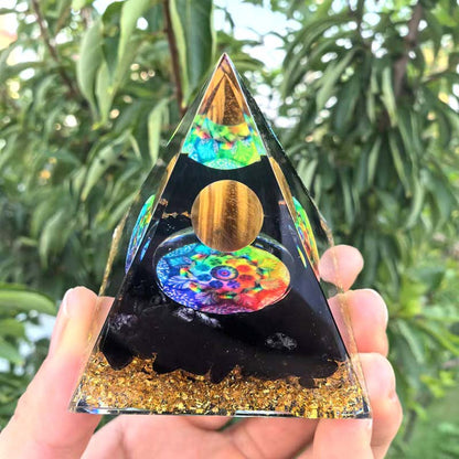 Feng Shui Resin Crystal Ball Gravel Pyramid Lucky Money Tree Desktop Decor for Home