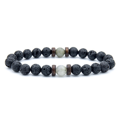 Fashion volcanic stone wood beads men's handmade bracelet, fire and earth elements Oriental Culture Shop