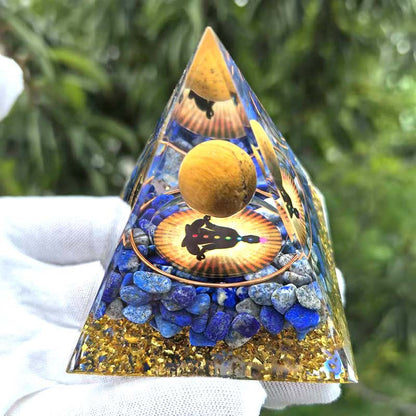 Feng Shui Resin Crystal Ball Gravel Pyramid Lucky Money Tree Desktop Decor for Home