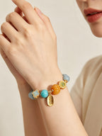 Five Elements Water Aesthetics Aquamarine Bracelet, Handcrafted Natural Blue Crystal Wrist Accessory for Daily Wear & Friendship Gift