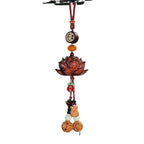 Protective talisman, amulet, churinga, periapt CarPray Peach-bodhi lotus shape car pendant, bless peace charm. - Oriental Culture Shop