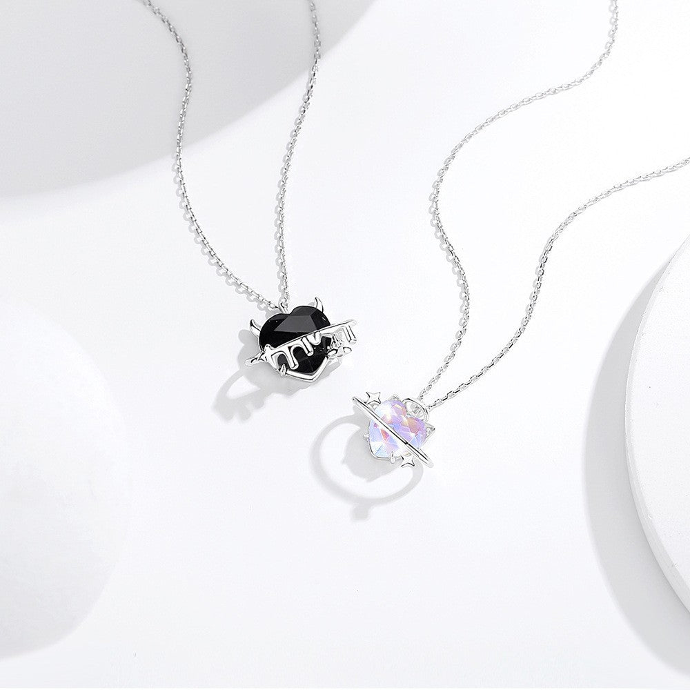 💖925 Silver Angel and Devil Necklace  A Unique and Romantic Emotional Bond