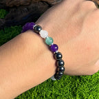 ‌ Memory enhancing bracelet, Handmade Feng Shui Wealth Lucky Charm Spiritual Energy Crystal Protection Amulet Good Fortune Bead amethyst black gallstone white jade. -- With healing function. - Oriental Culture Shop