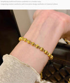 Cat's Eye Gold Adjustable Bracelet - Meaningful Gift for Her with Lucky Clover & Stress-Relief Benefits - Oriental Culture Shop
