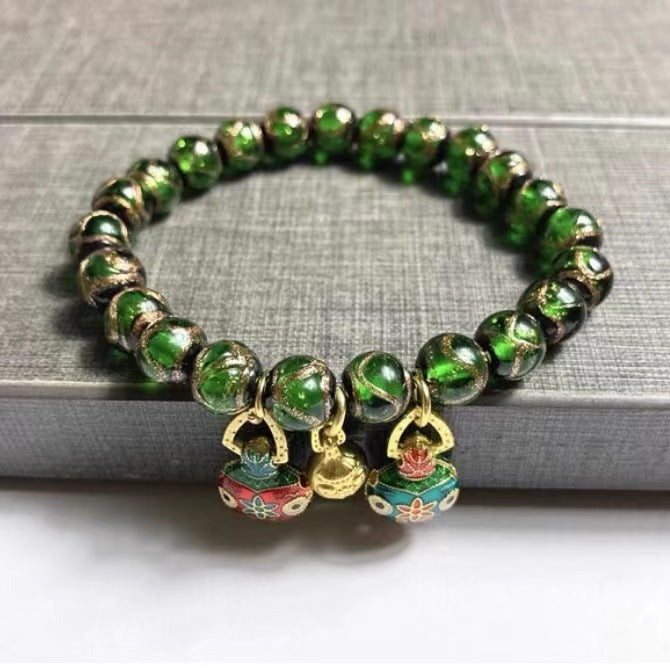 Ancient incense grey glass bracelet, enamel craft. -- Feng Shui attracts wealth and guarantees safety. - Oriental Culture Shop