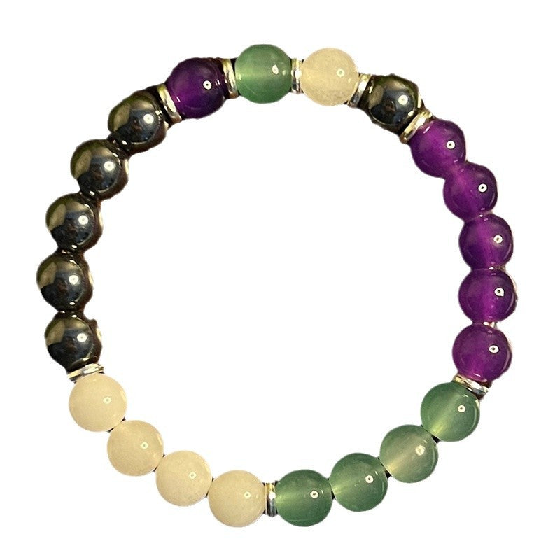 ‌ Memory enhancing bracelet, amethyst black gallstone white jade. -- With healing function. Oriental Culture Shop