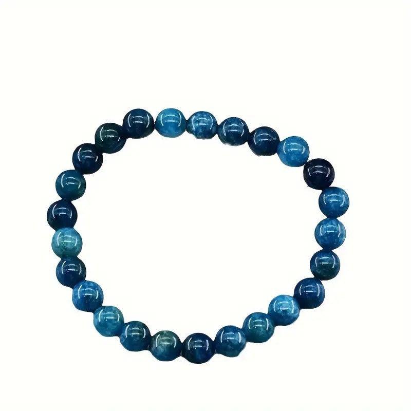 Handmade Bracelet Feng Shui Wealth Lucky Charm Spiritual Energy Crystal Protection Amulet Good Fortune Zodiac Bead , healing function! Feng Shui recommended. blue apatite ——Suitable for wooden life style and water life style wear - Oriental Culture Shop