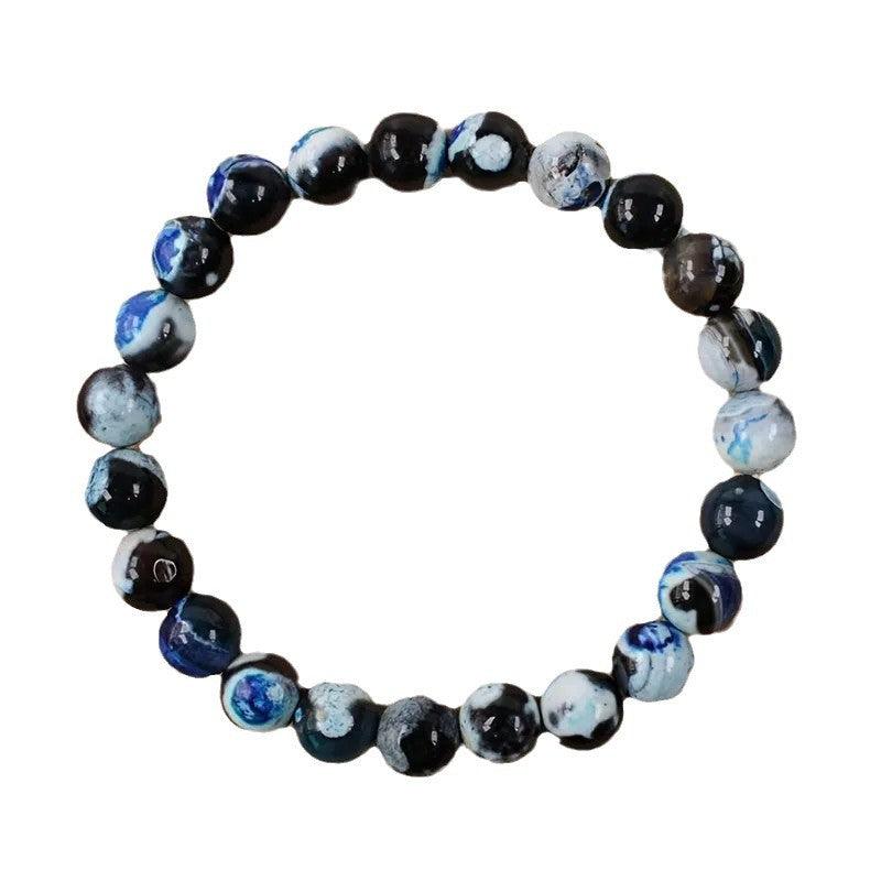 Handmade Bracelet Feng Shui Wealth Lucky Charm Spiritual Energy Crystal Protection Amulet Good Fortune Zodiac Bead , healing function! Feng Shui recommended.blue agate , suitable for earth and metal - Oriental Culture Shop