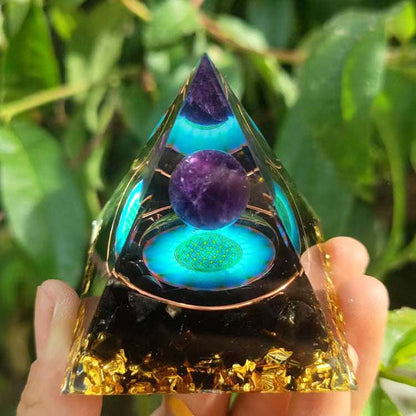 Feng Shui Resin Crystal Ball Gravel Pyramid Lucky Money Tree Desktop Decor for Home - Oriental Culture Shop
