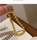 Cat's Eye Gold Adjustable Bracelet - Meaningful Gift for Her with Lucky Clover & Stress-Relief Benefits - Oriental Culture Shop