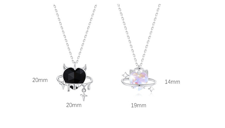 💖925 Silver Angel and Devil Necklace  A Unique and Romantic Emotional Bond