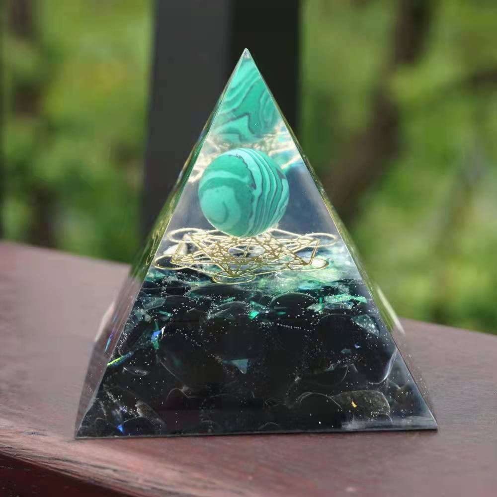 Feng Shui Resin Crystal Ball Gravel Pyramid Lucky Money Tree Desktop Decor for Home